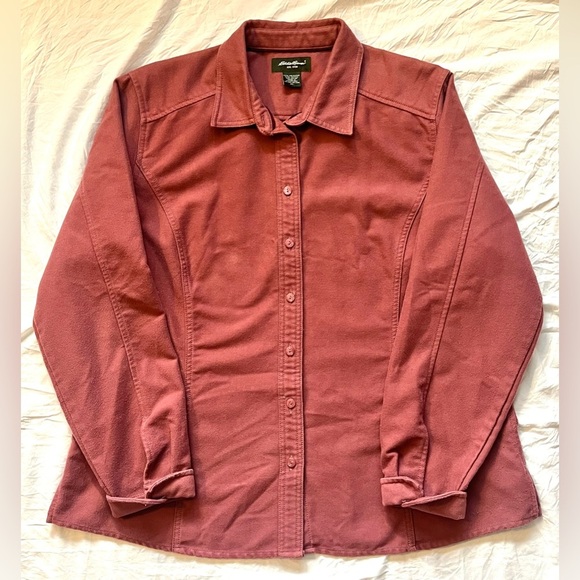 Eddie Bauer Women's Mauve Pink Flannel Shirt Jacket Button-Up Size XL - Picture 12 of 15